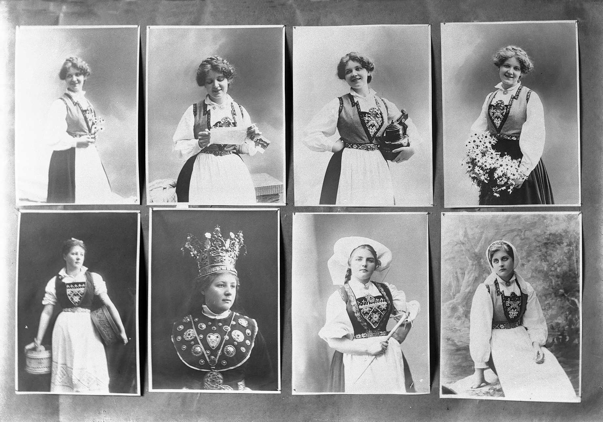 Solveig Lund, Oversiktsbilde av Solveig Lunds monteringer av sine fotografier på veggen i studioet.