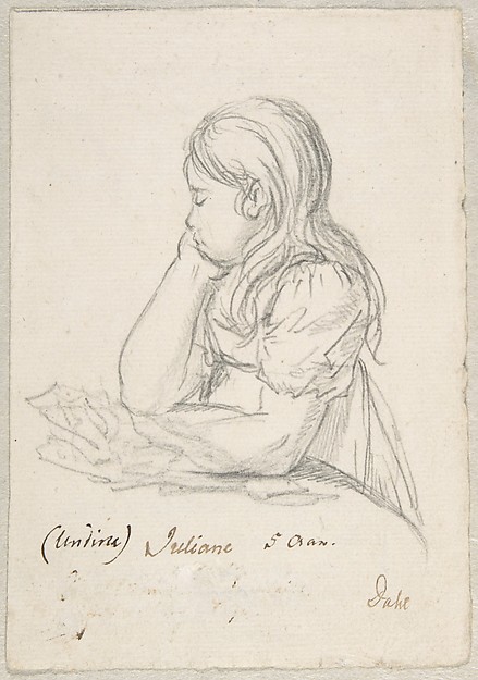 Johan Christian Dahl, Portrait of Juliane Sophie Heger as a Child, leaning on a Table