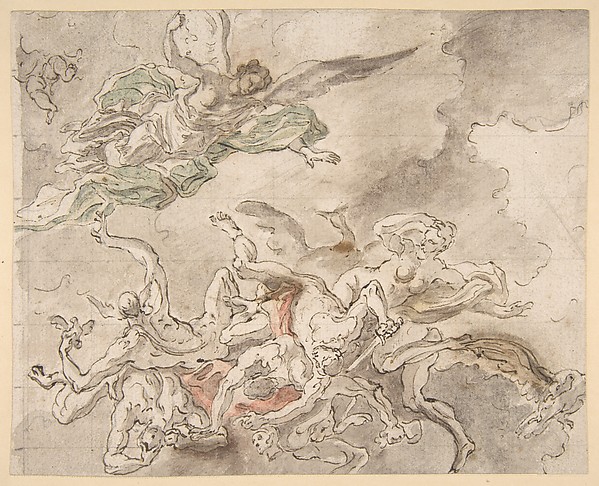 Francesco Solimena, Study for the Fall of Simon Maqus, S. Paolo Maggiare, Naples