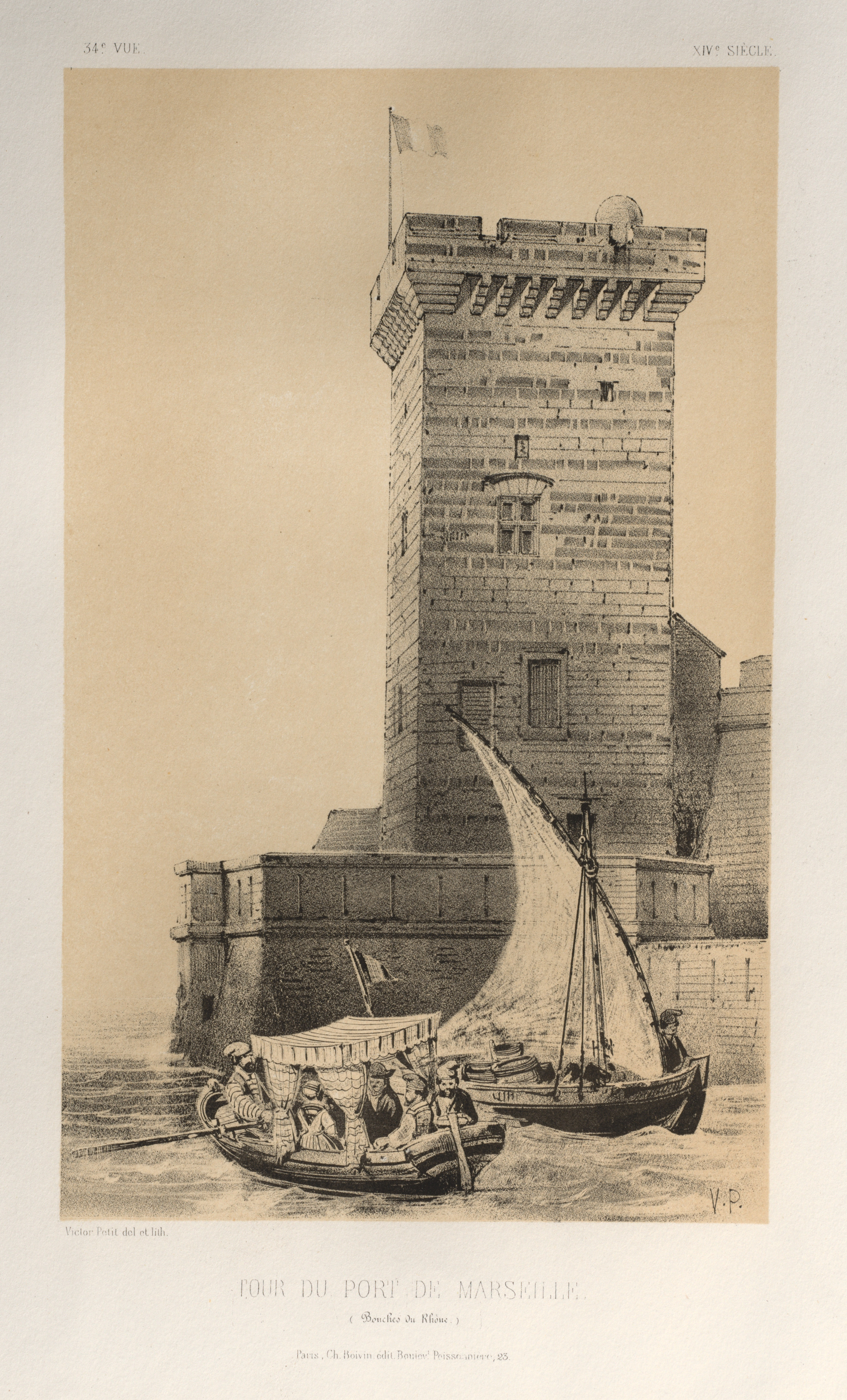 Victor Petit, Architecture Pittoresque ou Monuments des xveme. Et xvieme. Siecles: Chateaux De France des XV et XVI Siecles: Pl. 34, Tour Du Port De Marseille (Bouches Du Rhône)