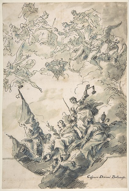 Gaspare Diziani, Design for a Ceiling: Venice Receiving Homage