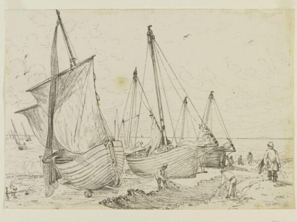 John Constable, Beach scene, with boats and fishermen