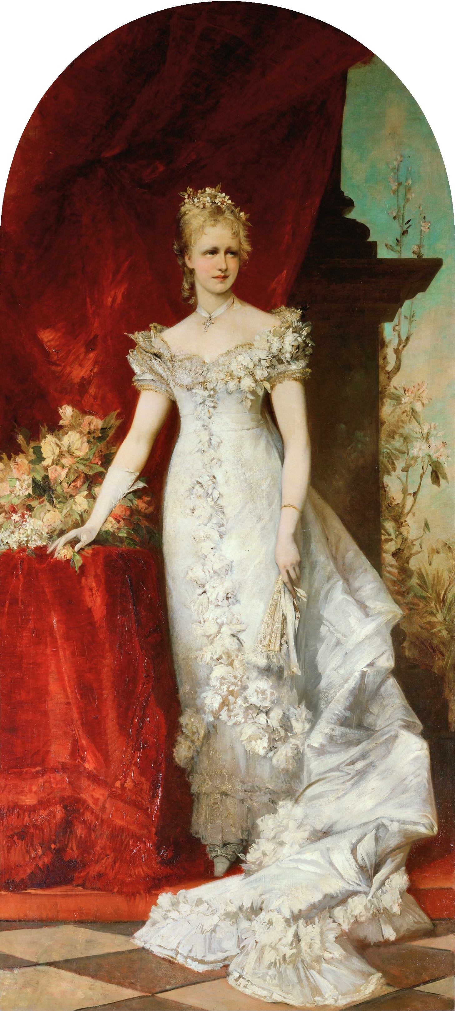 Hans Makart, Kronprinzessin Stephanie (1864-1945) in einer Ballrobe aus hellem Satin