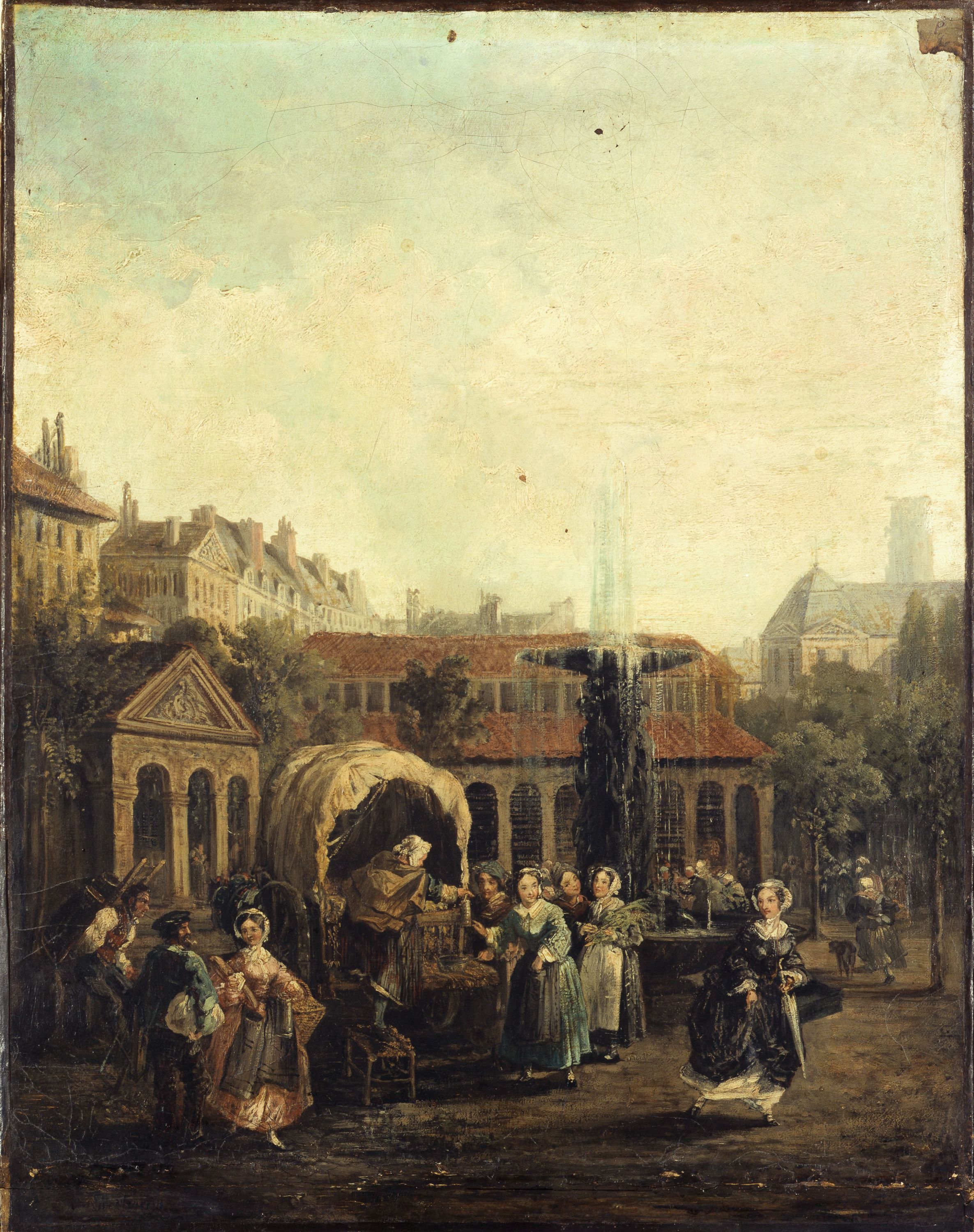 Werhason, Le marché Saint-Martin, vers 1840 (se trouvait à l'emplacement de l'école centrale, ure Mongolfier)