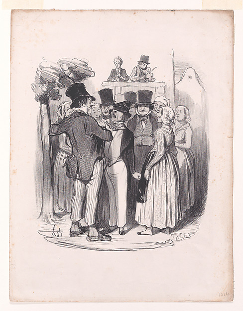 Honoré Daumier, So, show-off from Paris!.... you will dance twice with my Catherine.... try again now to make eyes at her!, from Pastorales (Romance of Country Life)