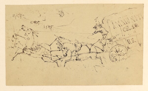 Unknown, [Drawing of horse-drawn coach]