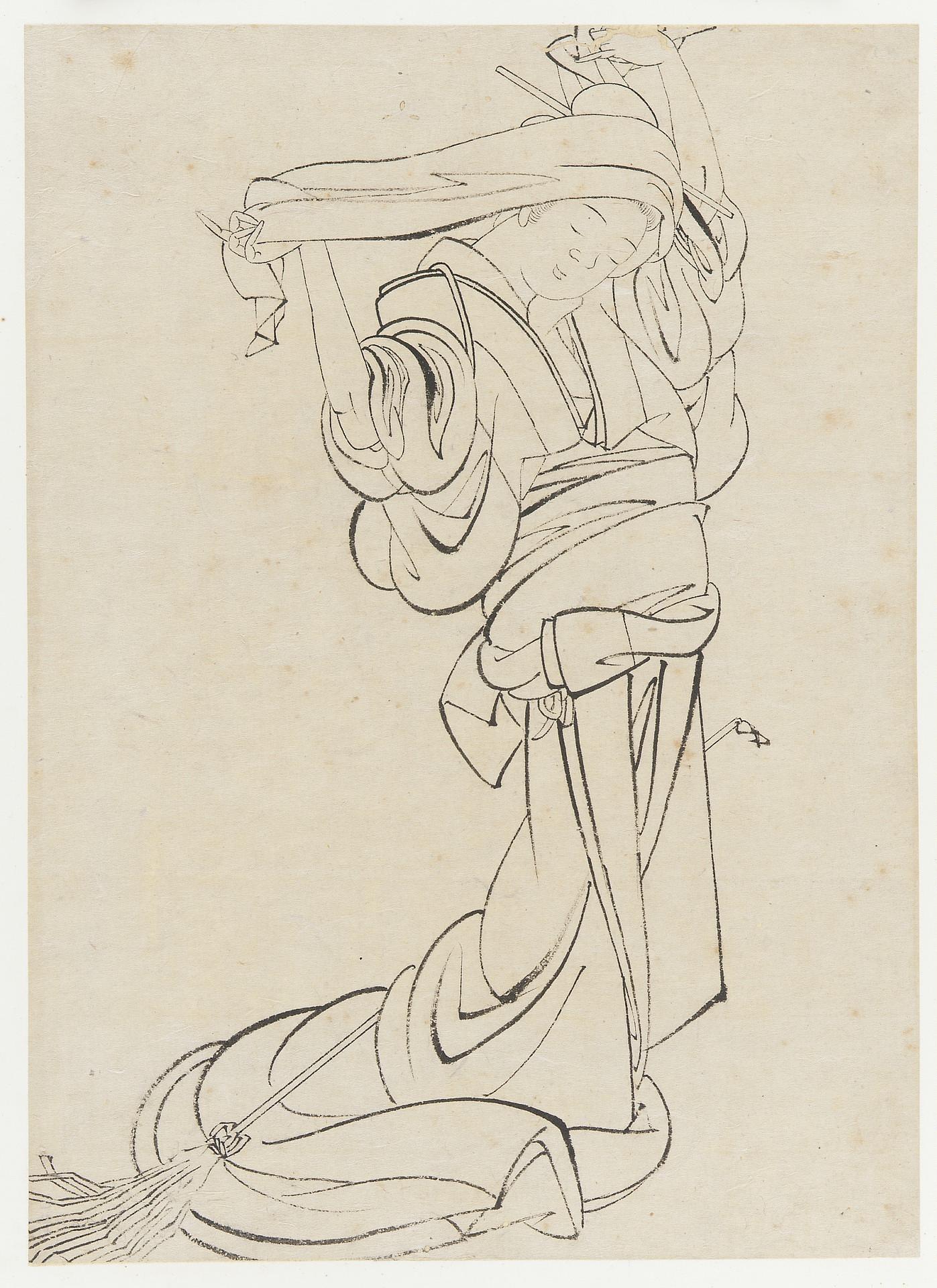 Katsushika Hokusai, A Maid preparing to dust