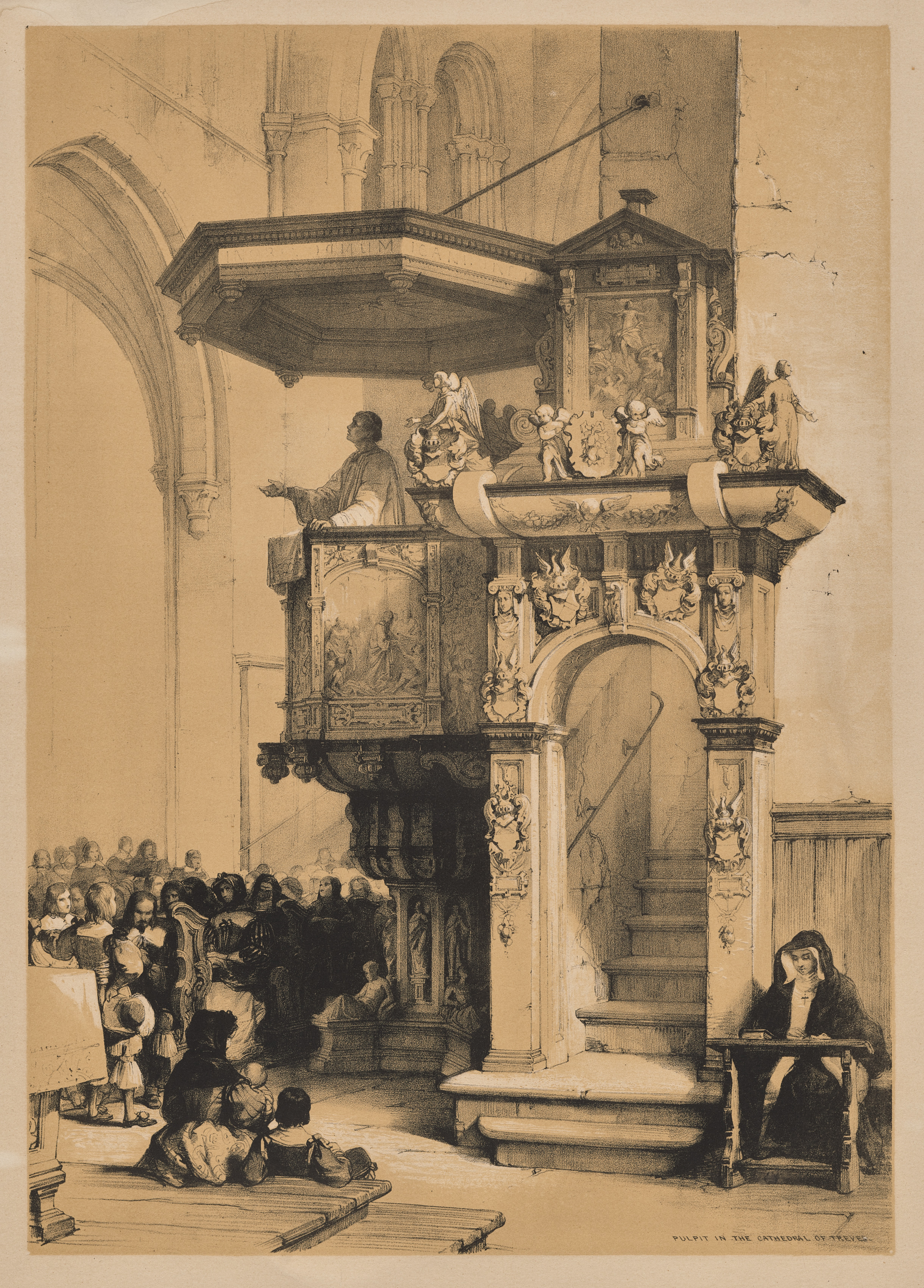 Louis Haghe, Sketches in Belgium and Germany, First Series, Pulpit in the Cathedral of Treves