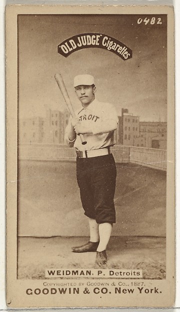 Goodwin & Company, George Edward "Stump" Wiedman, Pitcher, Detroit Wolverines, from the Old Judge series (N172) for Old Judge Cigarettes
