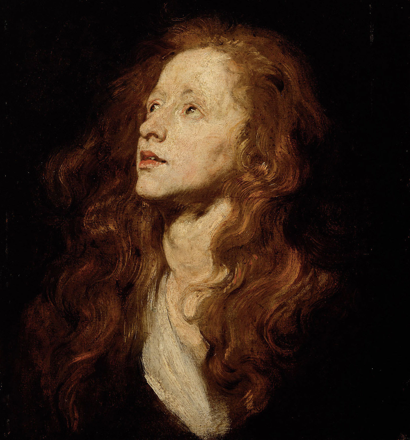 Anthony van Dyck, Head study of a woman looking up