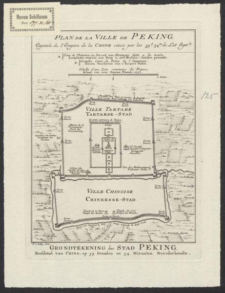 Bellin, Jacques Nicolas, (1703-1772) (cartographer), Plan de La Ville de Peking, Capitale de l'empire de la Chine située par les 39.d 54.m de Lat. Sept.le