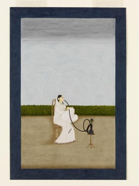 Unknown, A seated woman smoking a huqqa