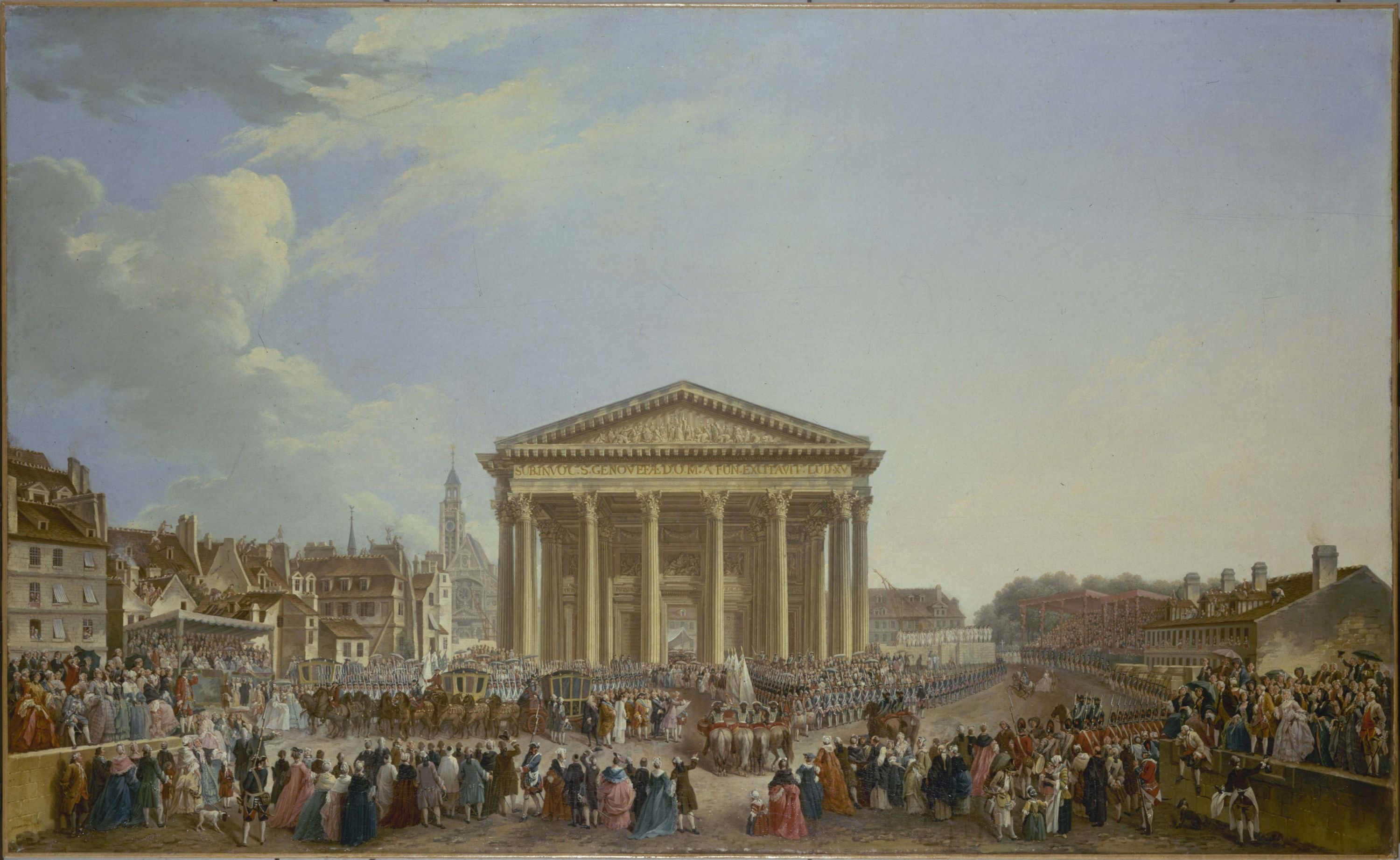 Pierre-Antoine Demachy, Cérémonie de la pose de la première pierre de la nouvelle église Saint-Geneviève, le 6 septembre 1764