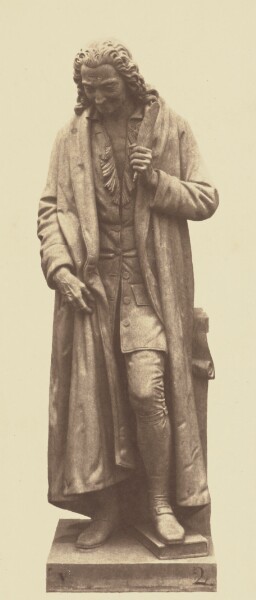Édouard Baldus, ["Voltaire", Statue by Antoine Desboeufs, Decoration of the Louvre, Paris]