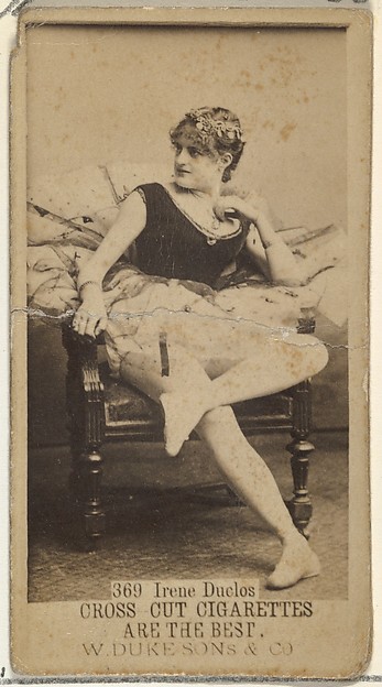 W. Duke, Sons & Co., Card Number 369, Irene Duclos, from the Actors and Actresses series (N145-3) issued by Duke Sons & Co. to promote Cross Cut Cigarettes
