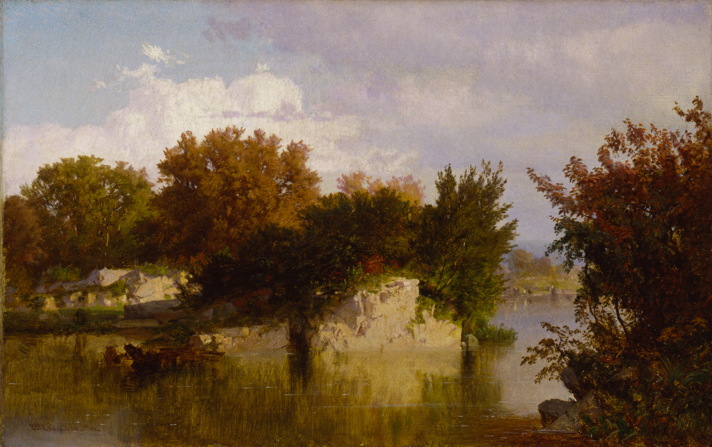 William Trost Richards, Trees along Stream in Fall