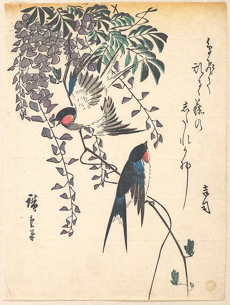 Utagawa Hiroshige, Swallow and Wisteria