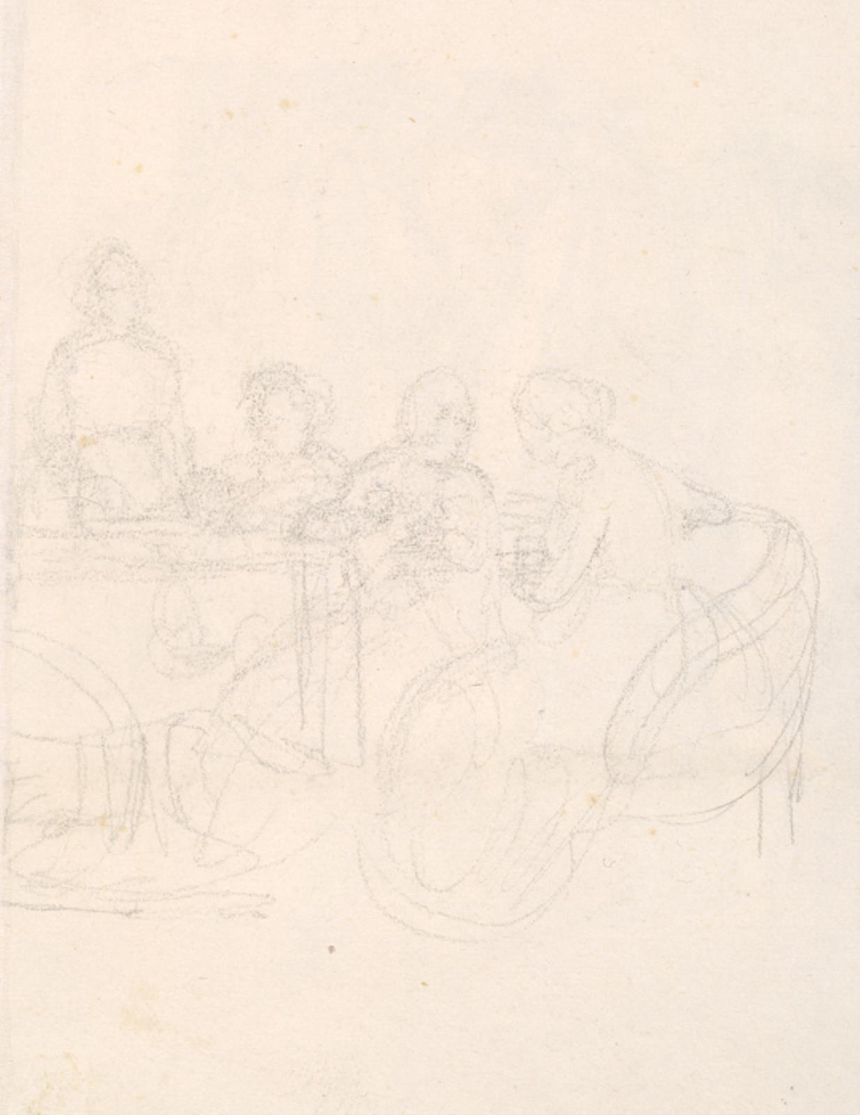 Wilhelm Marstrand, Blyantsstudie af københavnske damer ved tebord