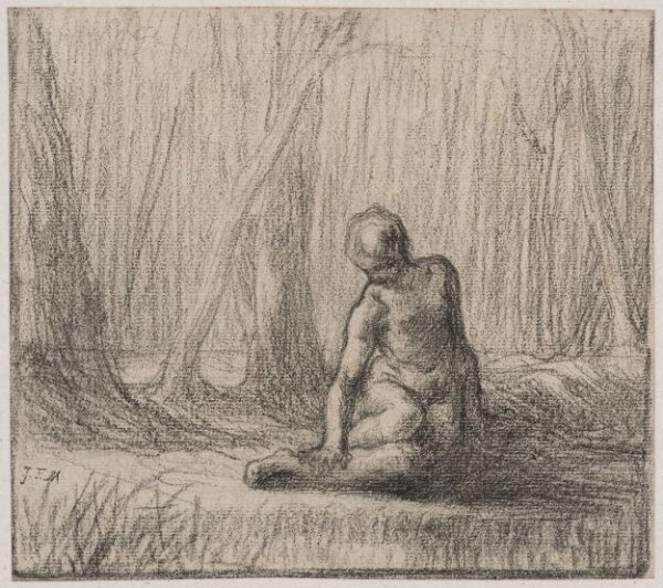 Jean-François Millet, Female nude in a forest landscape