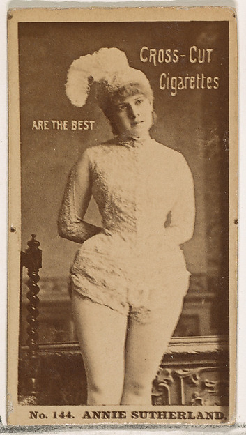 W. Duke, Sons & Co., Card Number 144, Annie Sutherland, from the Actors and Actresses series (N145-2) issued by Duke Sons & Co. to promote Cross Cut Cigarettes