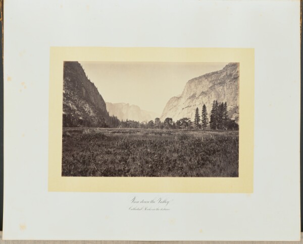 Carleton Watkins, View down the Valley Cathedral Rocks in the distance
