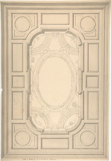 Jules-Edmond-Charles Lachaise, Design for Trompe L'Oeil Ceiling for Dining Room, Hôtel de Trévise