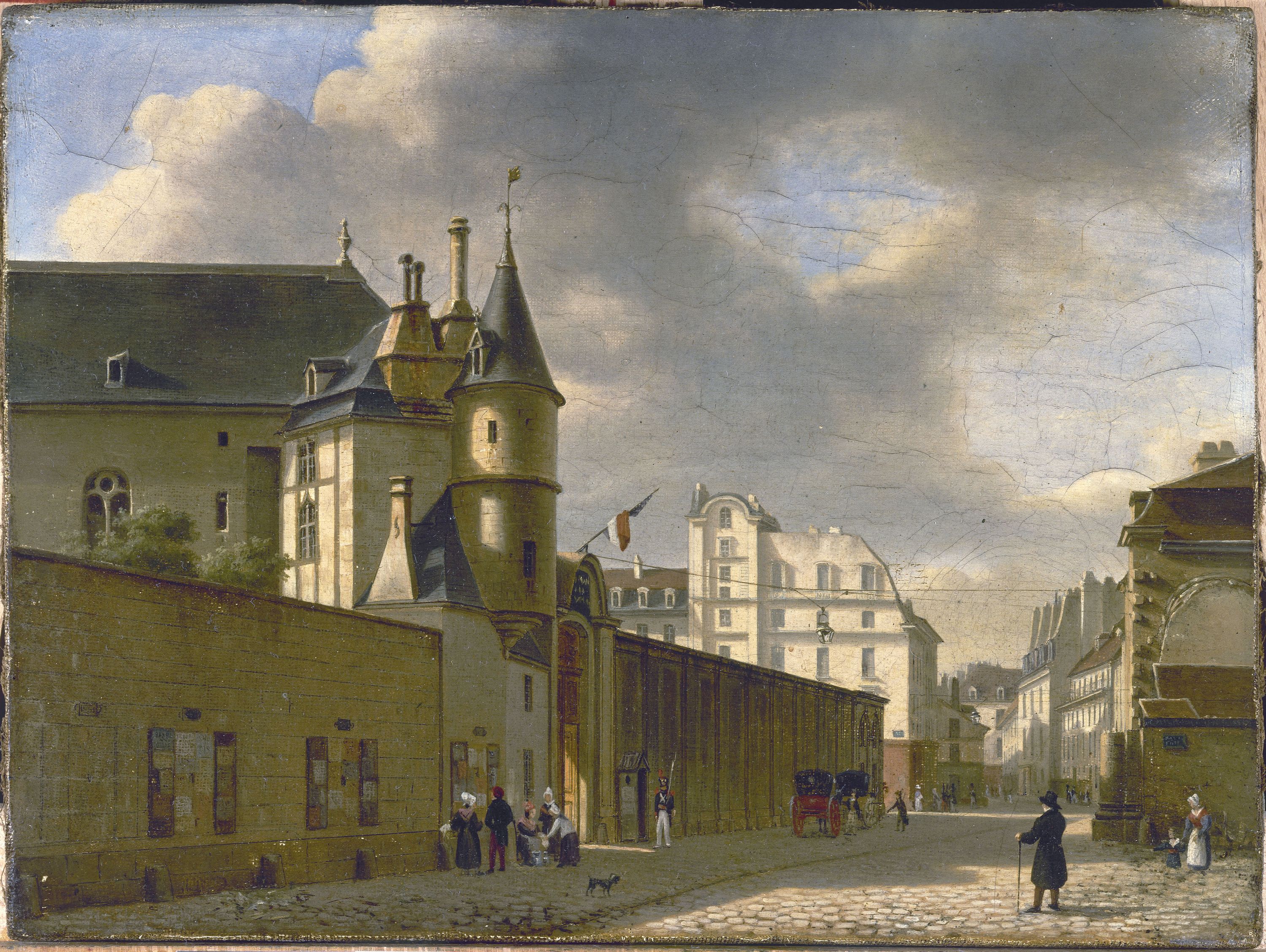 Anonyme, Le portail de l'hôtel de Clisson et la rue des Archives, vers 1840.