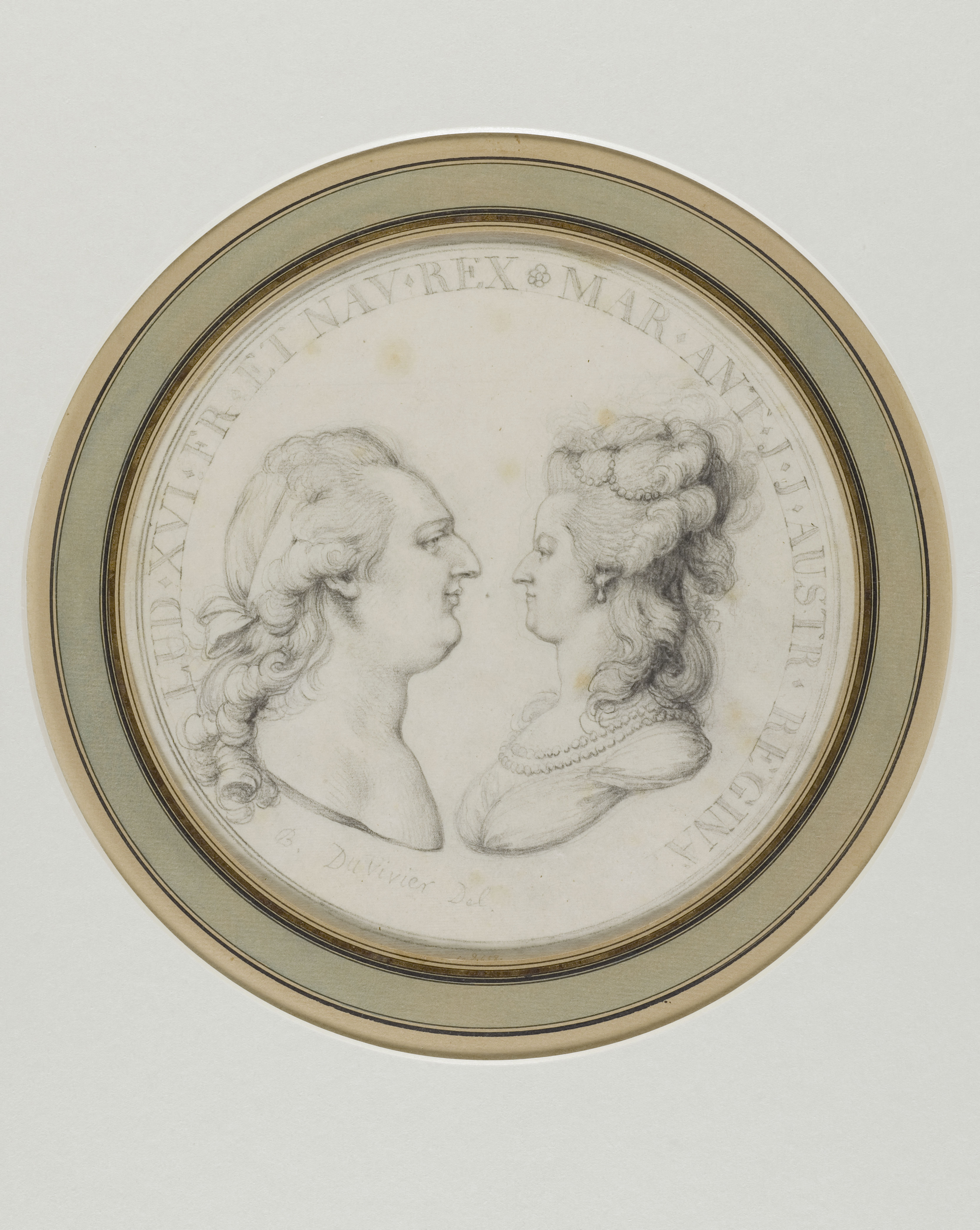 Pierre Simon Benjamin Duvivier, Portrait de Louis XVI, profil gauche et de Marie-Antoinette, profil droit