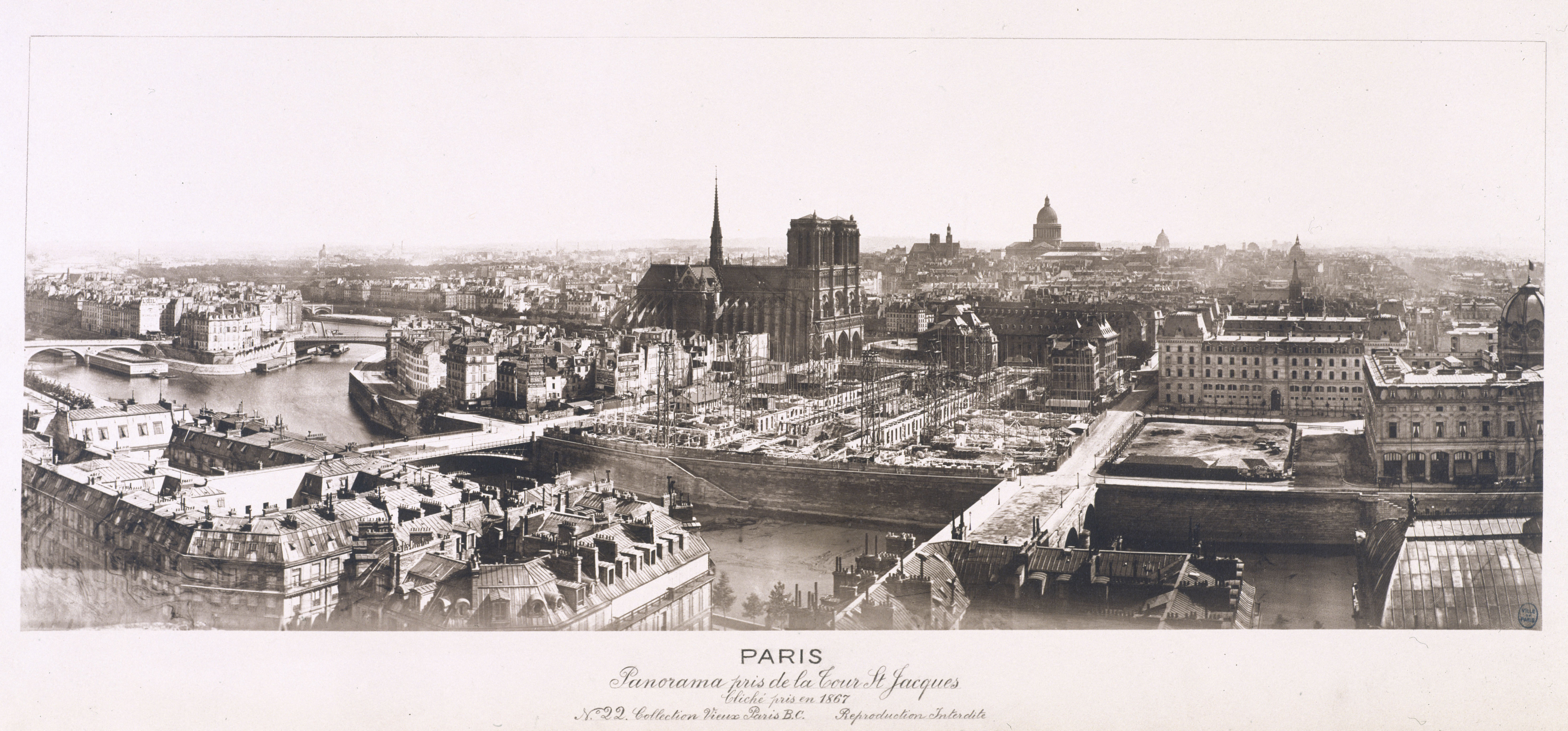 Anonyme, Panorama pris de la Tour St Jacques, 4ème arrondissement, Paris.