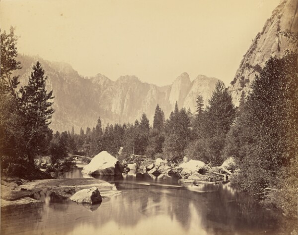 Carleton Watkins, [View of the Merced - Cathedral Rocks in Distance]