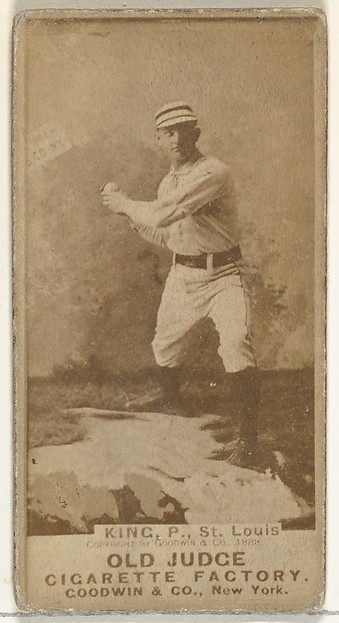 Goodwin & Company, Charles Frederick "Silver" King, Pitcher, St. Louis Browns, from the Old Judge series (N172) for Old Judge Cigarettes