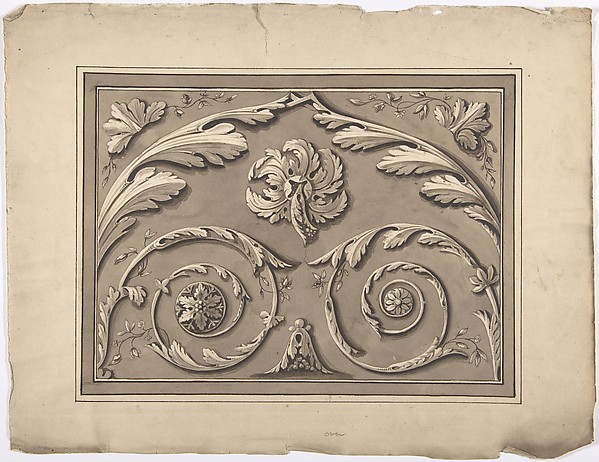 Anonymous, British, 19th century, Design for an Oblong Panel Carved with Foliage