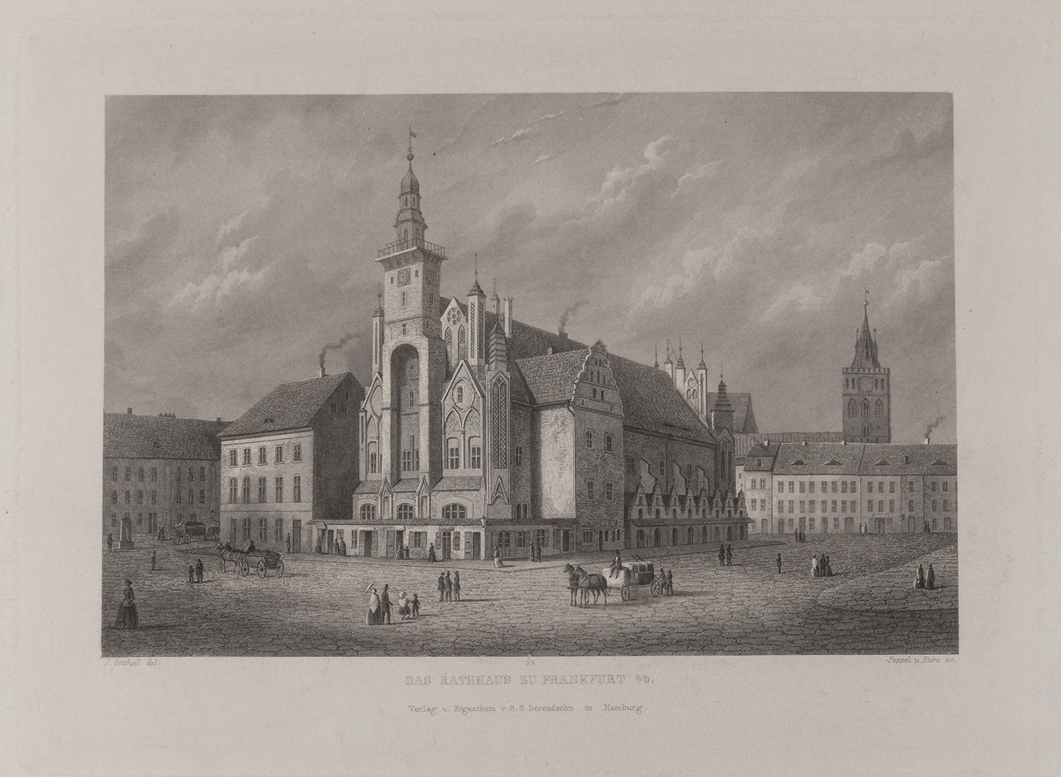 B. S. Berendsohn (Hamburg), Frankfurt (Oder): Marktplatz mit Rathaus von Nordwesten (Brandenburgisches Album, Blatt 29)