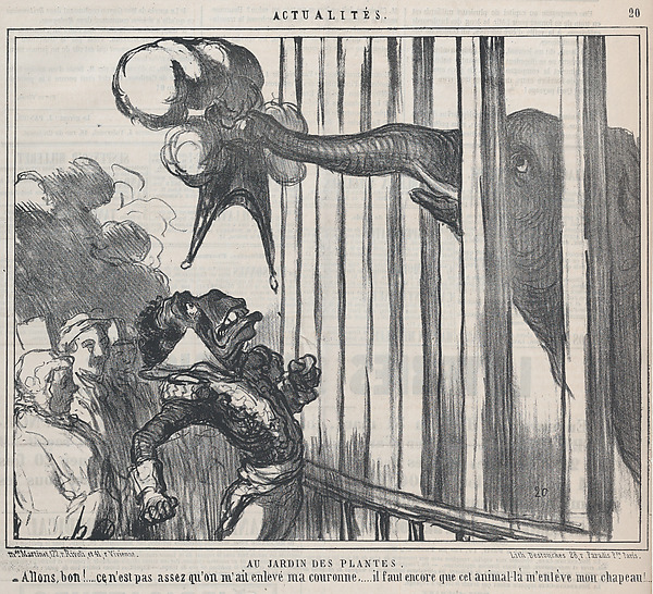 Honoré Daumier, Au Jardin des Plantes, from Actualités, published in Le Charivari, March 19, 1859