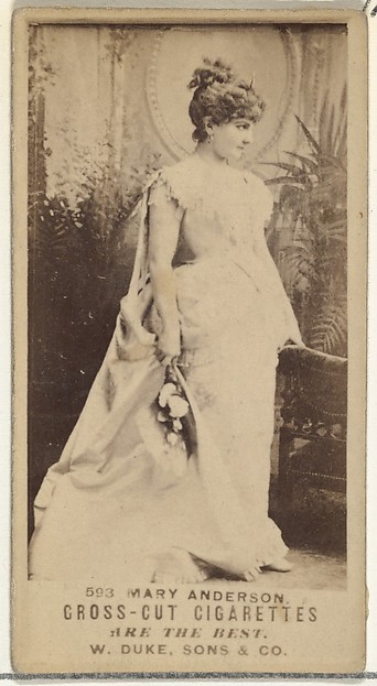 W. Duke, Sons & Co., Card Number 593, Mary Anderson, from the Actors and Actresses series (N145-3) issued by Duke Sons & Co. to promote Cross Cut Cigarettes