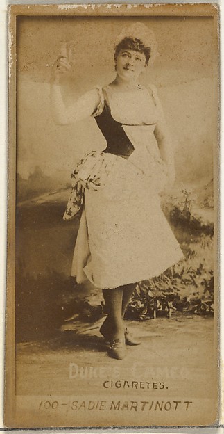 W. Duke, Sons & Co., Card Number 100, Sadie Martinot, from the Actors and Actresses series (N145-4) issued by Duke Sons & Co. to promote Cameo Cigarettes