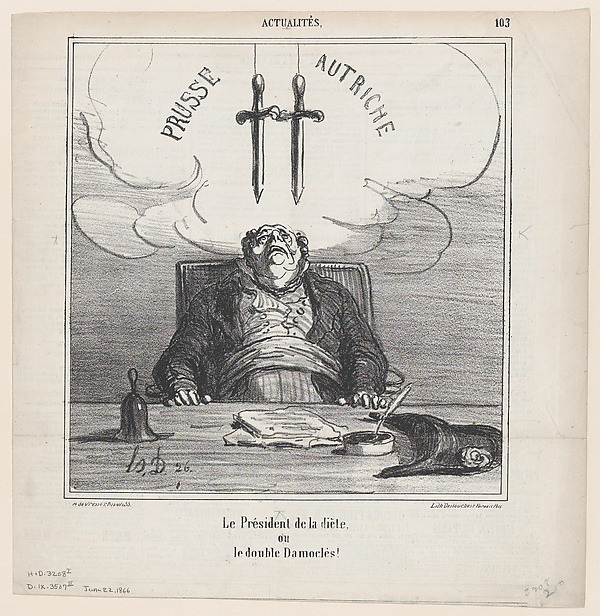 Honoré Daumier, The president of the federal diet or the double sword of Damocles, from "News of the Day"
