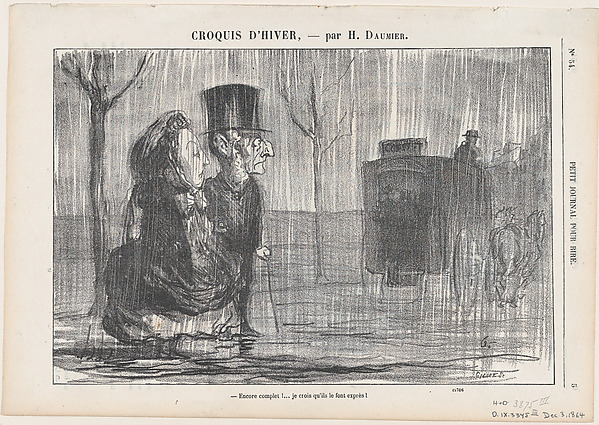 Honoré Daumier, Full again... I think they are doing this on purpose!, from "Winter Sketches"
