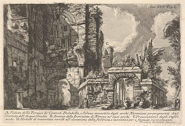 Giovanni Battista Piranesi, View of the arches of the consuls Dolabella and Silanus enclosed within the Neronian arches of the Acqua Claudia, from "Roman Antiquities" (Le Antichità Romane)