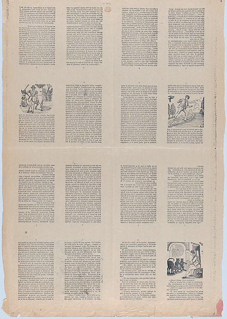 José Guadalupe Posada, An uncut sheet printed on both sides with pages from "Perucho el Valeroso" and "Perlina la encantadora"