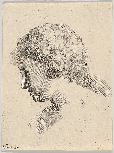 Stefano della Bella, Plate 13: Head of a young boy, in profile, from "The Book for Learning to Draw" (Livre pour apprendre à dessiner)