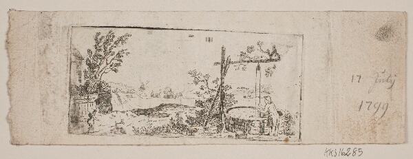 Gerhard Ludvig Lahde, Prøveblad af landskab med brønd