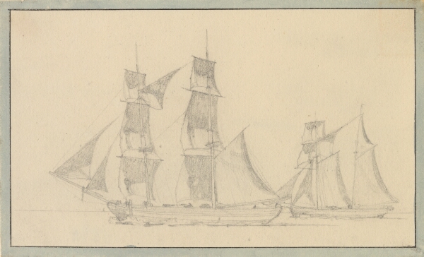 C.W. Eckersberg, En brig og en skonnert under sejl.