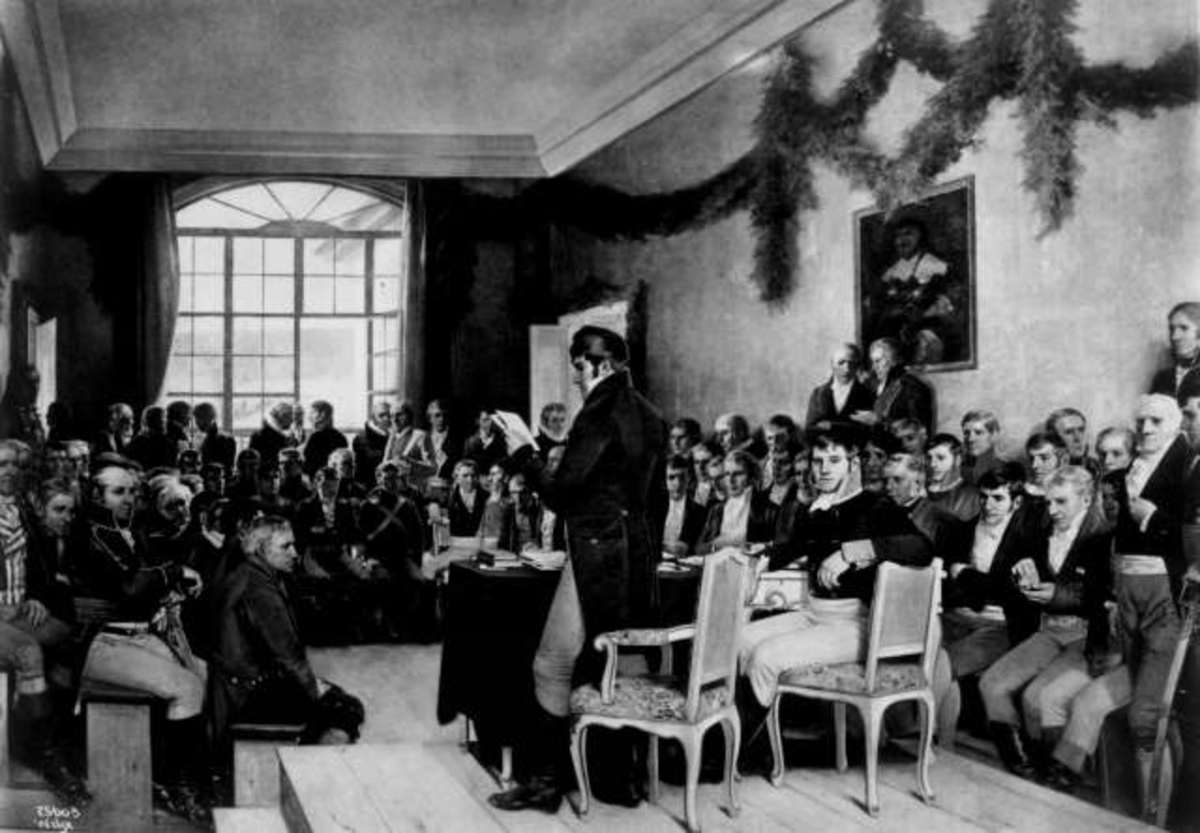 Anders Beer Wilse, Avfotografert malerie. Riksforsamlingen på Eidsvoll 1814, malt av Oscar Wergeland.