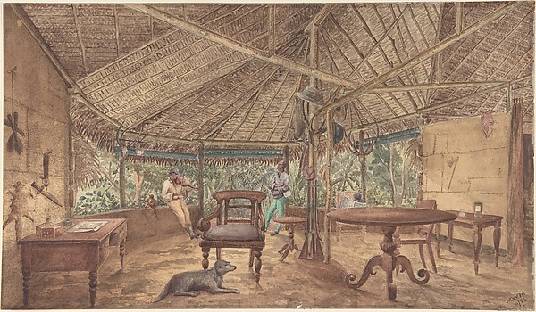 Anonymous, British, 19th century, European Men in an African Jungle Lodge