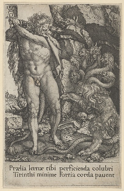 Heinrich Aldegrever, Hercules Fighting the Hydra of Lerna, from The Labors of Hercules
