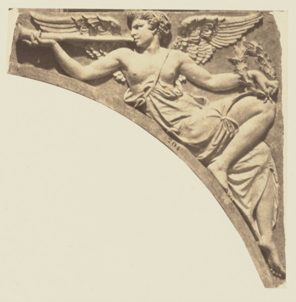 Édouard Baldus, ["La Renommée", Sculpture by Auguste Poitevin, Decoration of the Louvre, Paris]