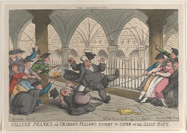 Thomas Rowlandson, College Pranks or Crabbed Fellows Taught to Caper on the Slack Rope
