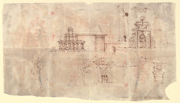 Anonymous, French, 18th century, Studies of Architectural Motifs