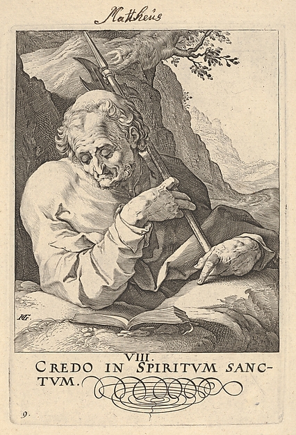 Hendrick Goltzius, St. Matthew, from "Christ, the Apostles and St. Paul with the Creed"